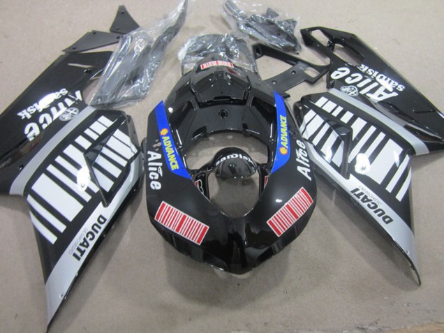 Carenados Moto Ducati 848 1098 1198 2007-2014 - Plata Rojo Azul Negro Brillante Alice