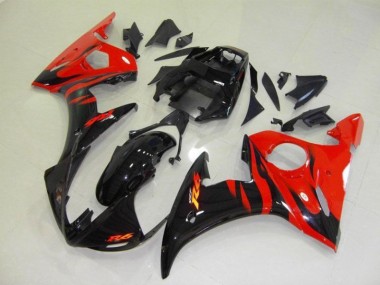 Plástica Yamaha R6 2003-2005 - Negro Rojo Llama