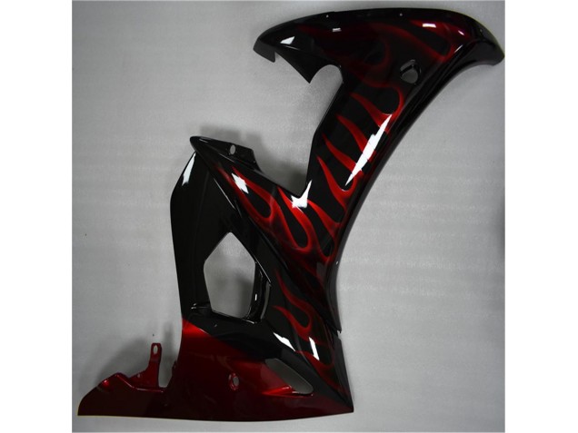 Plástico Yamaha R6 2003-2005 - Negro Rojo Llama Plástico Yamaha R6 2003-2005 - Negro Rojo Llama